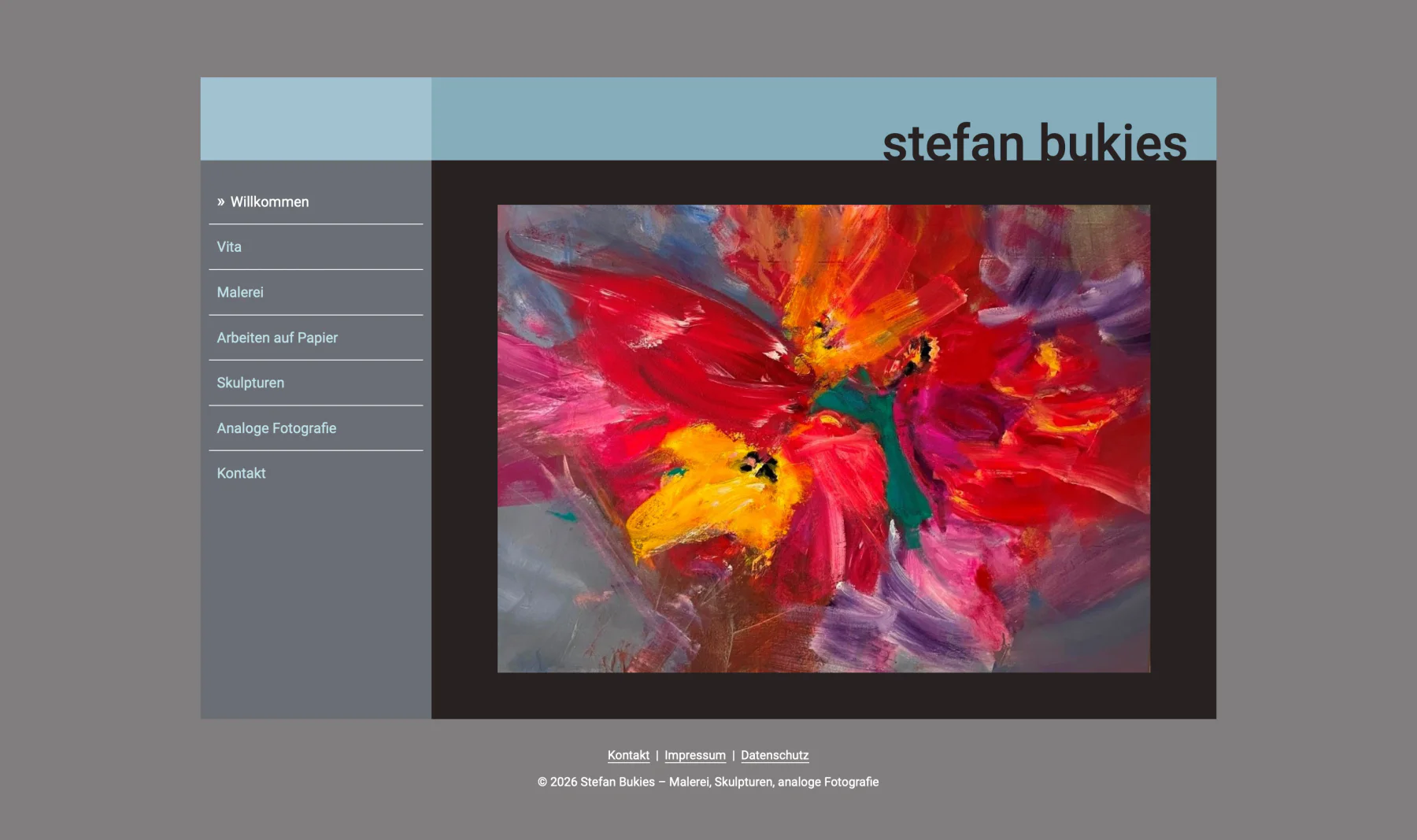 Bildschirmansicht des Künstlerportfolios von Stefan Bukies